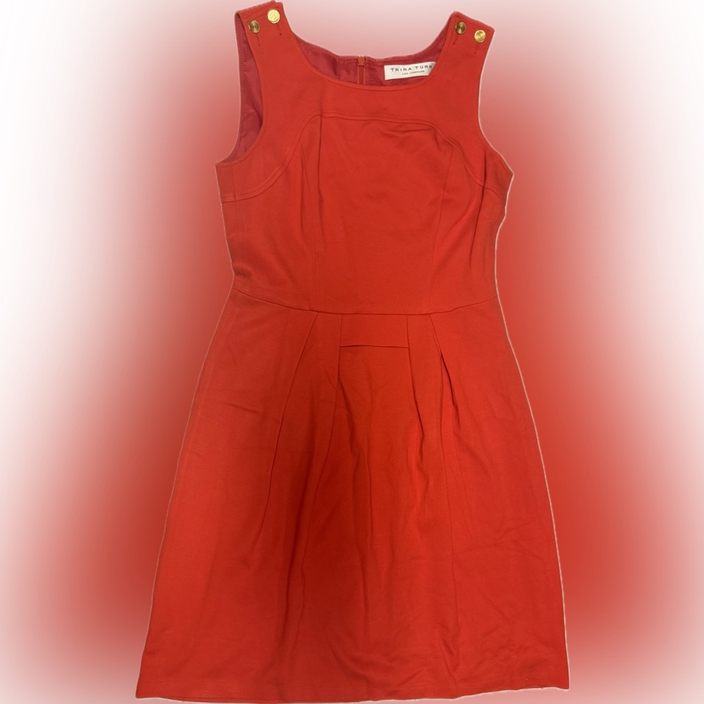 Trina Turk Orange Red Sleeveless Dress | Sz XS
